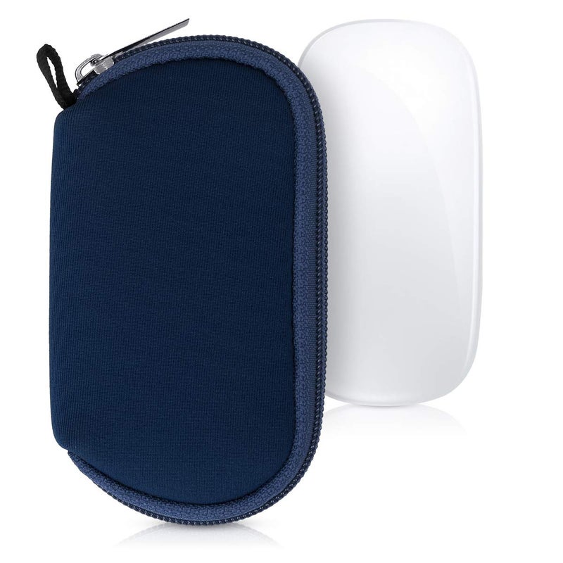 kwmobile Neoprene Case Compatible with Apple Magic Mouse 1/2 - Case for Mouse Soft Pouch Carry Bag - Dark Blue - Image 1